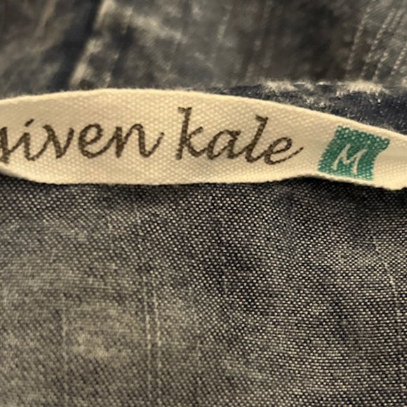 Given Kale Acid Washed 90s Look Ruffle Bell Sleeve Denim Wrap Belted Dress - Picture 6 of 6